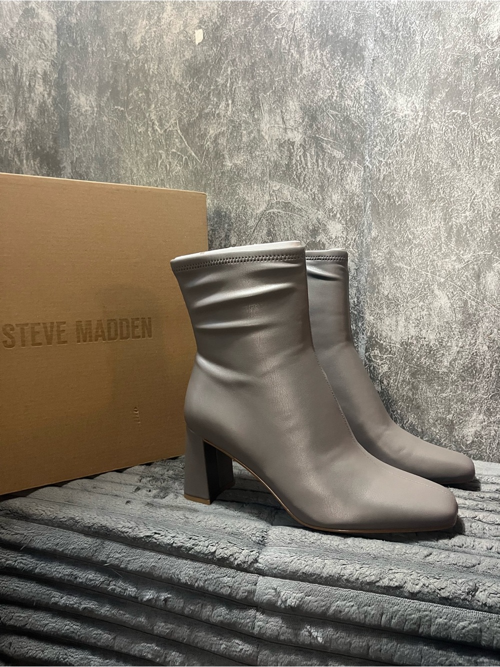 Steve Madden Taupe Gray Stretch Sock Booties